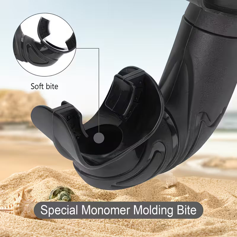 Roll-up Snorkel, Silicone Foldable Snorkel with Compact Storage Case, Freediving and Snorkeling Snorkel, Wet Breathing Tube for Freediving, Diving, and Snorkeling Black