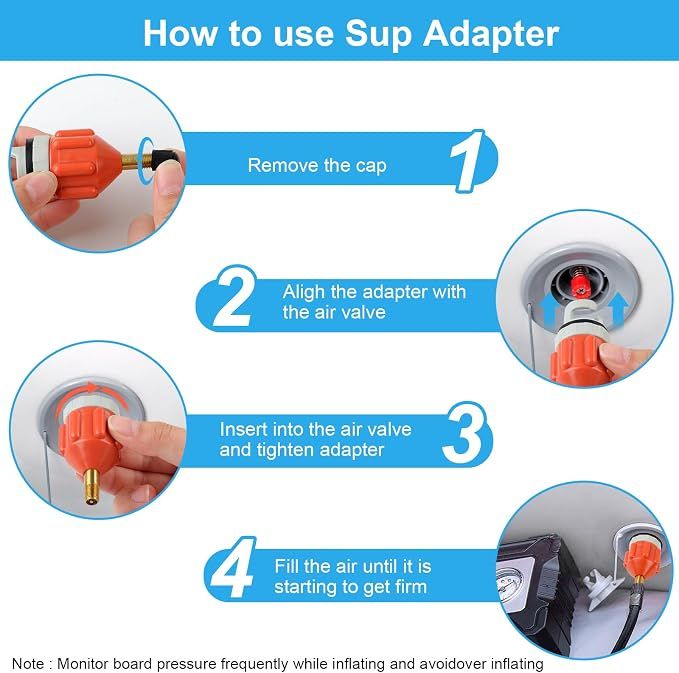 2Pcs Stand Up Paddle Board Pump Adapter, Strong Sealing Inflatable Boat SUP Pump Adaptor, Conventional Air Adapter Quickly Inflation, SUP Air Adapters for Stand-Up Paddleboard and Kayak