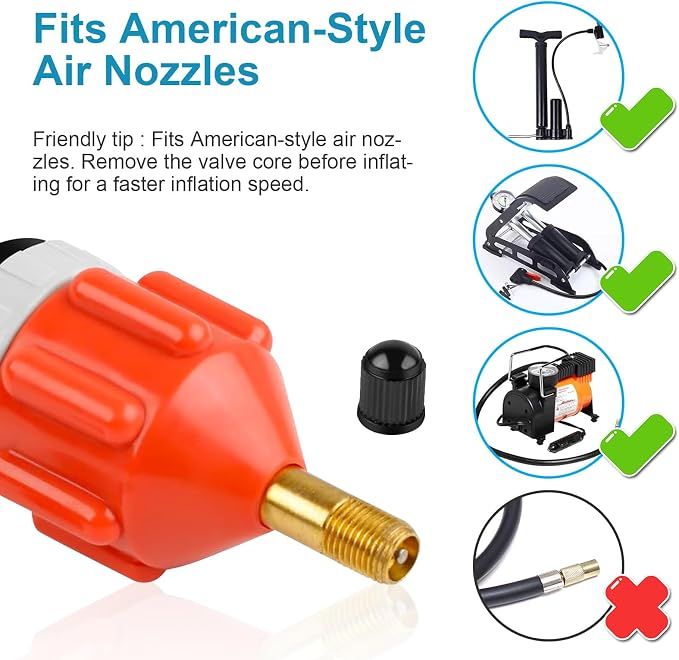 2Pcs Stand Up Paddle Board Pump Adapter, Strong Sealing Inflatable Boat SUP Pump Adaptor, Conventional Air Adapter Quickly Inflation, SUP Air Adapters for Stand-Up Paddleboard and Kayak