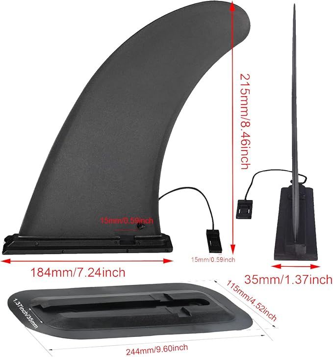 Detachable Center 9" Fin, Kayak Rudder Kit Skeg Tracking Fin Watershed Board for Inflatable Canoe, Stand Up Paddle SUP Boards, Surfboard
