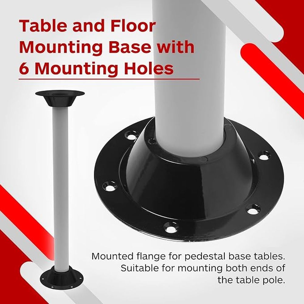 2-Pack Black Aluminum RV Table Base, Floor Mount Pedestal Stand with Mounting Screws for Camper Trailer