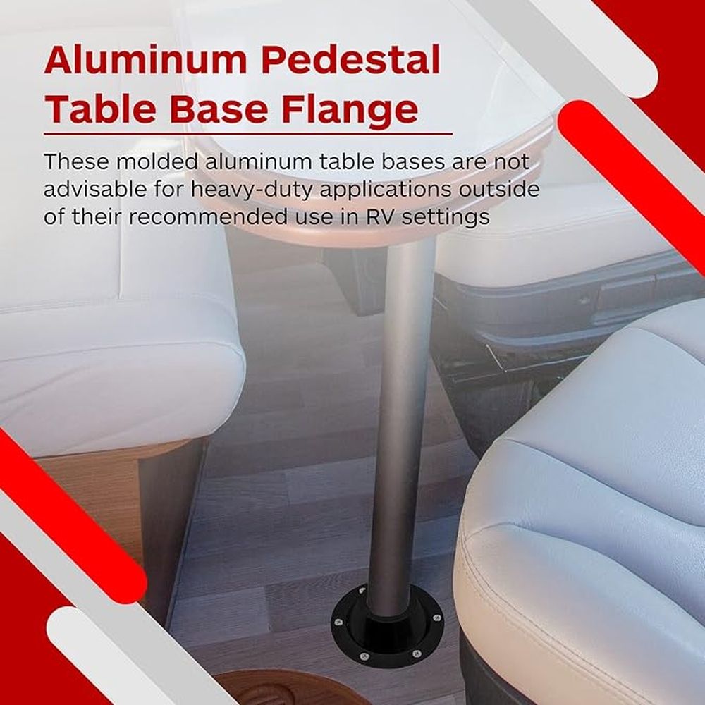2-Pack Black Aluminum RV Table Base, Floor Mount Pedestal Stand with Mounting Screws for Camper Trailer