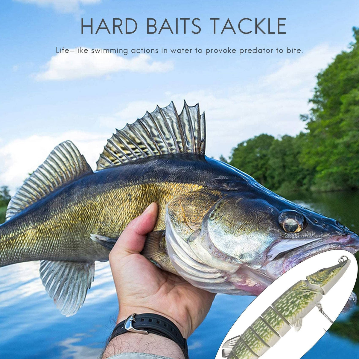 12.5cm 20g Lifelike Multi-Jointed 8-segement Pike Muskie Fishing Lure Swimbait Crankbait Hard Bait Fish Hook Tackle ArmyGreen