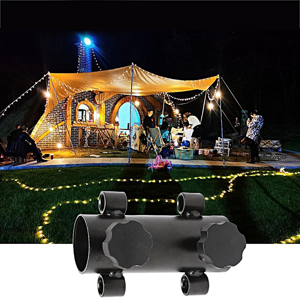 Tent Holder Camping Tent Pole Holder, Portable Tent Holder Tube Outdoor Reinforced Windproof Shade, Tarp Pole Holder for Camping,