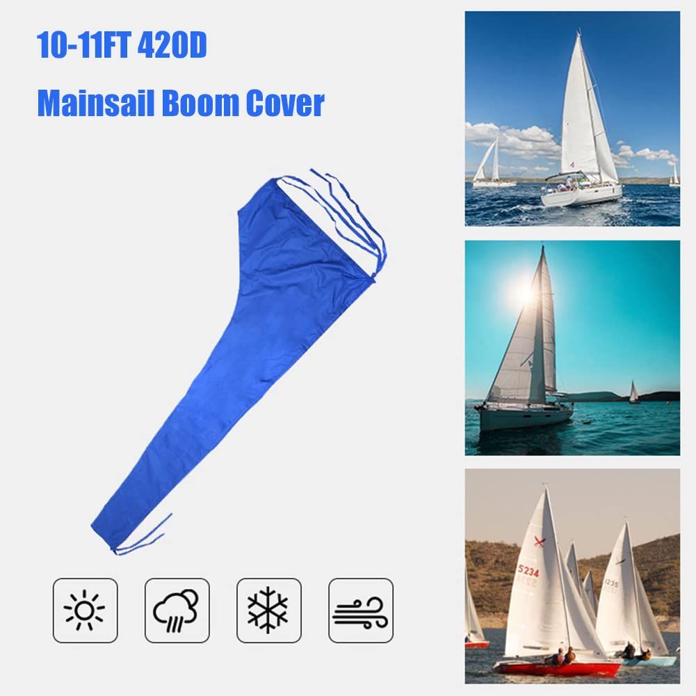 Waterproof Mainsail Boom Cover, Heavy Duty Waterproof 420D Boat Sail Cover, 10-11ft Outdoor Booms Boat Cover Anti-Wind Cover