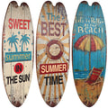 3pcs Surfboard Wall Decor, 17.6"X6.2" Surf Boards for Decorating, Beach Theme Decor Wooden Surfboard Wall Sign for Living Room