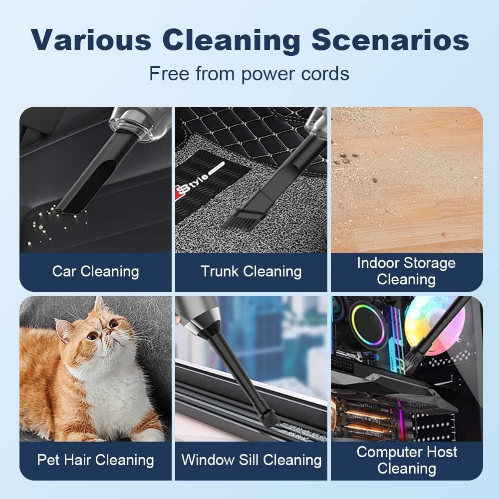 Cordless Handheld Vacuum Cleaner, 95000 Pa Car Cleaner, Built-in Brushless Motor, Dual Suction Mode, Rechargeable Ultralight