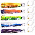 Lures Saltwater Fishing Lures, Offshore Big Game Lures for Tuna Marlin Deep Sea Fishing Lures Bait Rigged Squid Skirt Leader