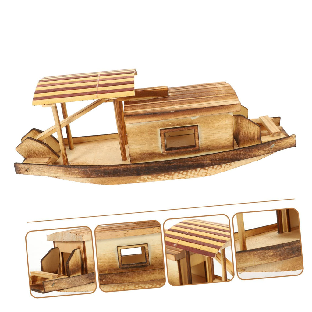 Boat Model Mini Sailboat Figurine Collection Boat Small Boat Ornaments Gifts Mini Boat Photo Prop Chinese Canopy Ships Boat Wood