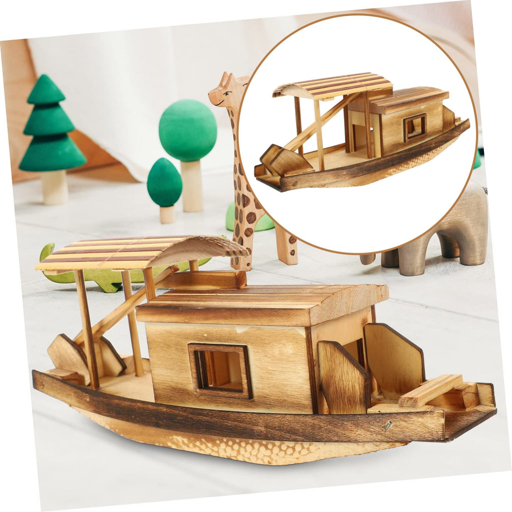 Boat Model Mini Sailboat Figurine Collection Boat Small Boat Ornaments Gifts Mini Boat Photo Prop Chinese Canopy Ships Boat Wood