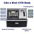 ATM Savings Bank with Debit Card, Electronic Piggy Bank for Real Money,  Targets Setting, Password Login (Black/Silver)