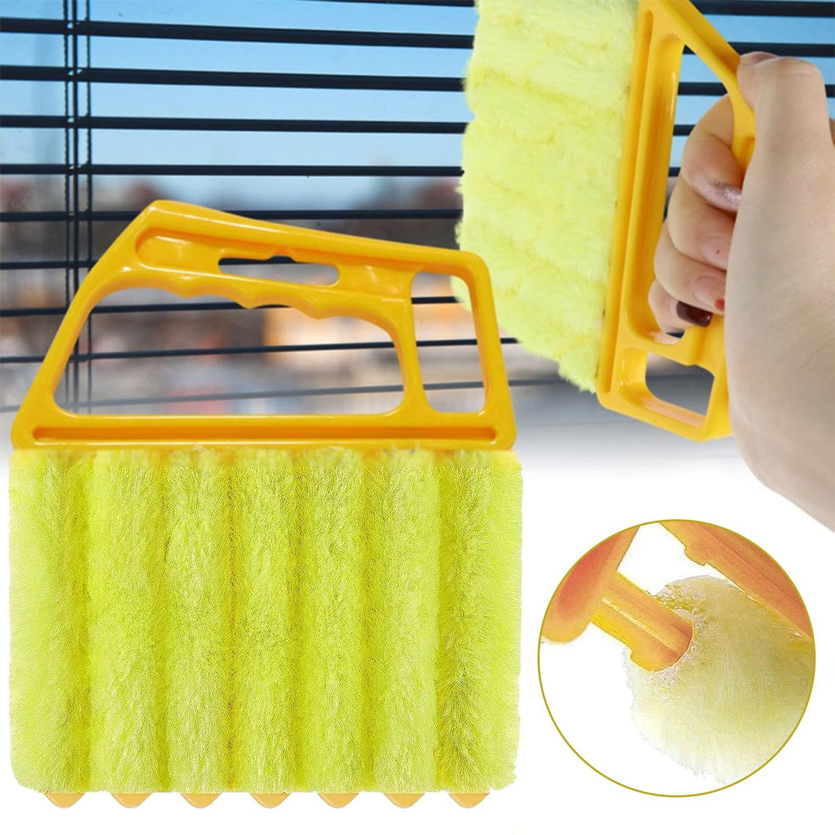 4 Pcs Blind Cleaner Duster Tool 7-Finger Dusting Cleaner Tool for Window & Air Conditioner Handheld Mini Duster Brush for Wood