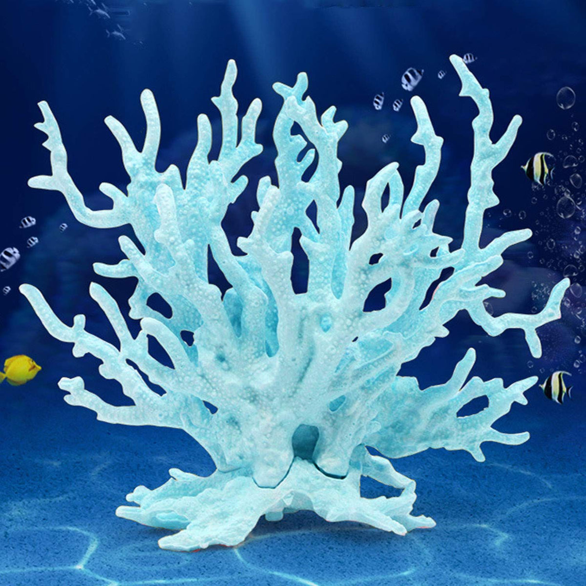 Aquarium Coral Ornament Resin Coral Reef Decor Artificial Aquarium Plants Landscape Fish Tank Accessories Decorations, Blue