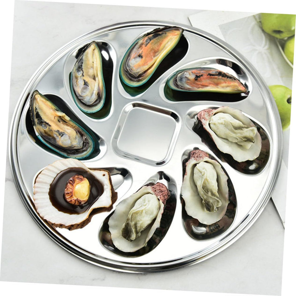 1pc Stainless Steel Oyster Dish Slots Clam Plate Home Oysters Pan Stainless Steel Plate Seafood Food Tray Non Stick Oysters Pan