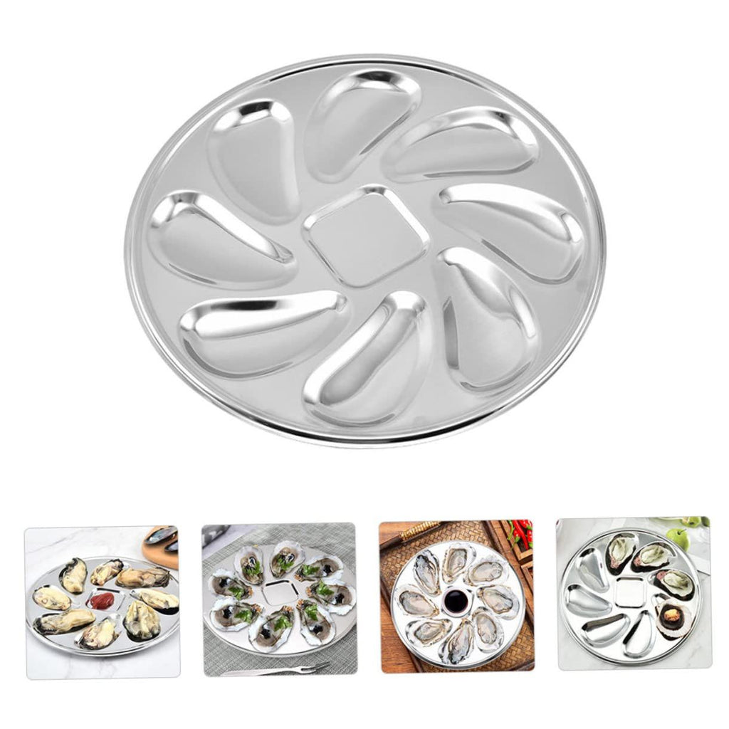 1pc Stainless Steel Oyster Dish Slots Clam Plate Home Oysters Pan Stainless Steel Plate Seafood Food Tray Non Stick Oysters Pan