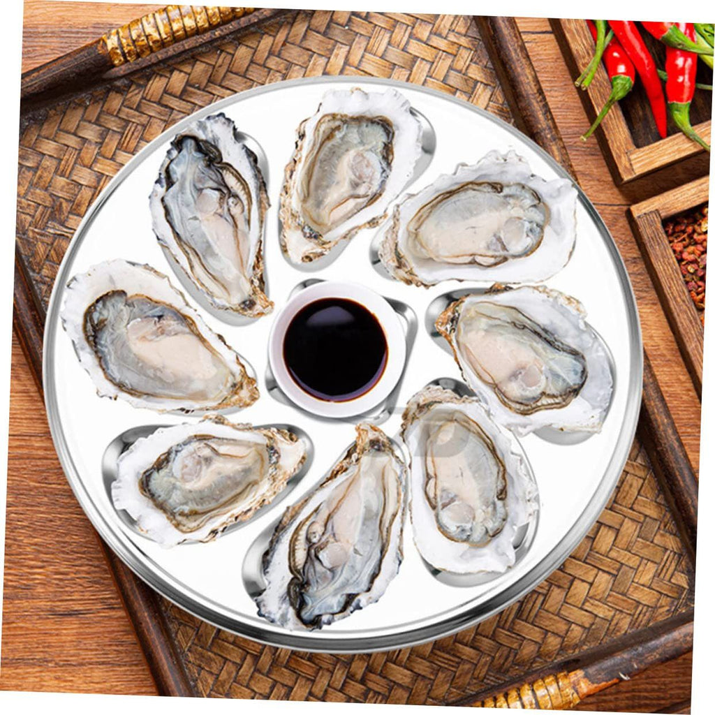 1pc Stainless Steel Oyster Dish Slots Clam Plate Home Oysters Pan Stainless Steel Plate Seafood Food Tray Non Stick Oysters Pan
