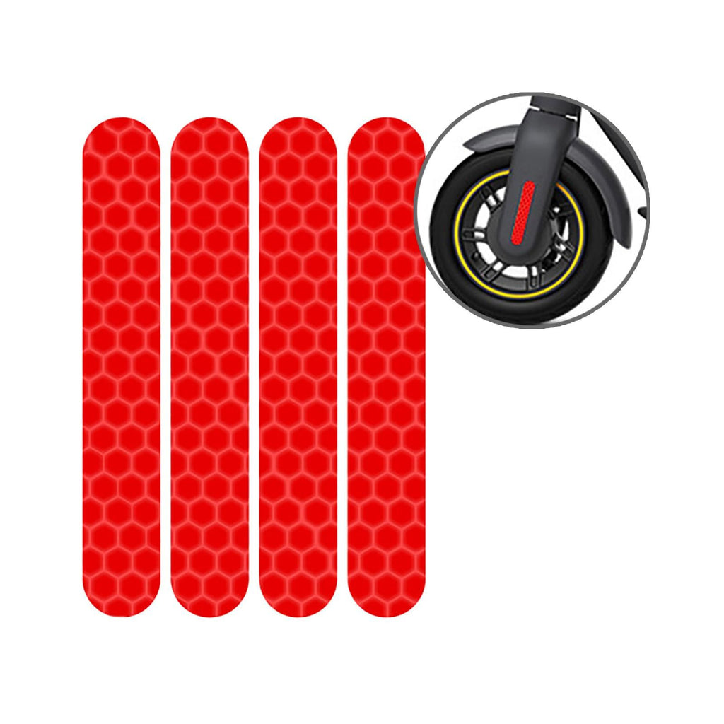 4ps rear wheel cover reflective sticker compatible with electric scooter red sticker left/right accessory reflective sticker