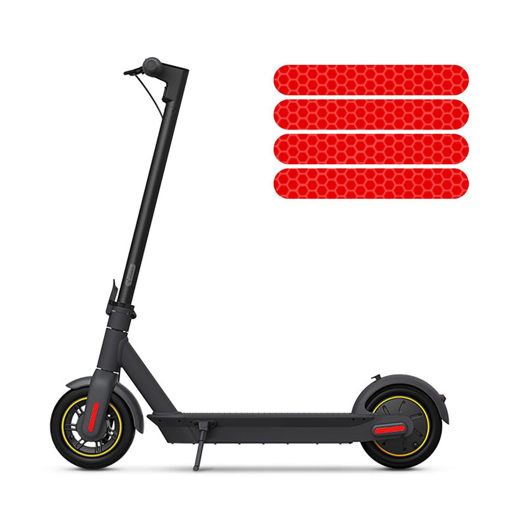 4ps rear wheel cover reflective sticker compatible with electric scooter red sticker left/right accessory reflective sticker