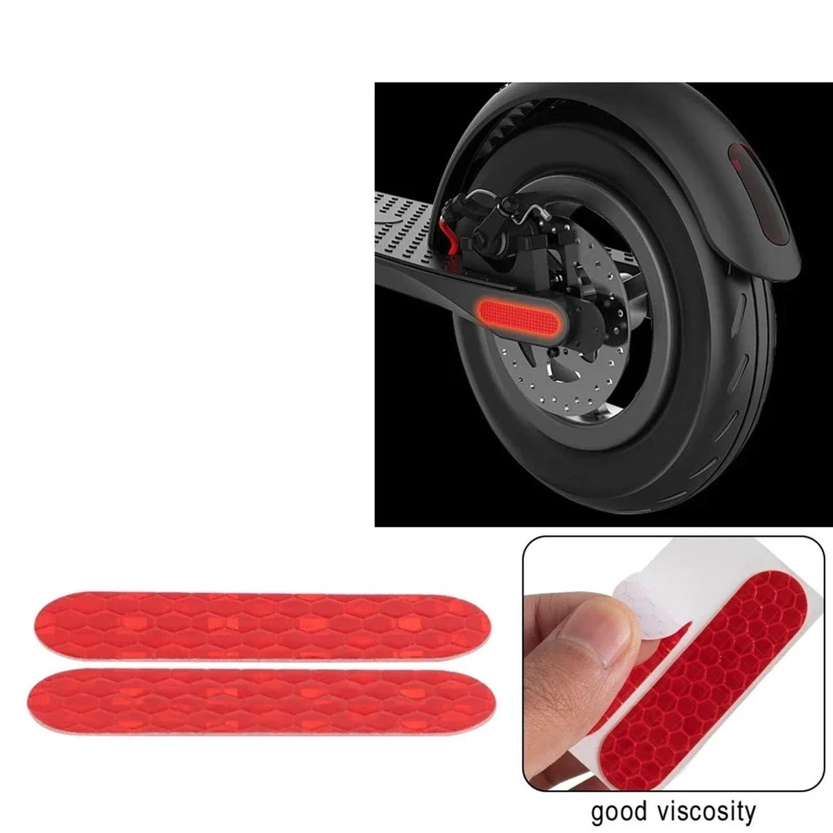 4ps rear wheel cover reflective sticker compatible with electric scooter red sticker left/right accessory reflective sticker