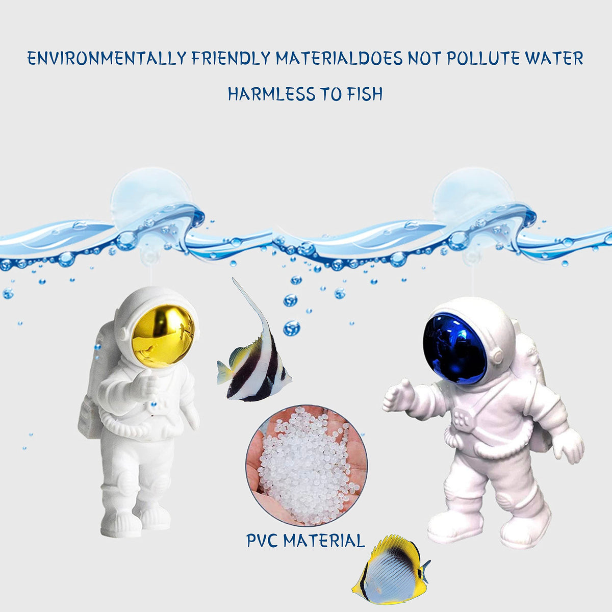 Floating Fish Tank Decorations, Aquarium Decorations Fish Tank Accessories, Suitable for All Kinds of Fish(2Pcs White Astronauts)
