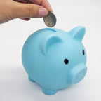 Large Version Pig Money Bank Coin Bank for Boys and Girls My First Unbreakable Money Bank Large Size Decoration Savings (Blue)