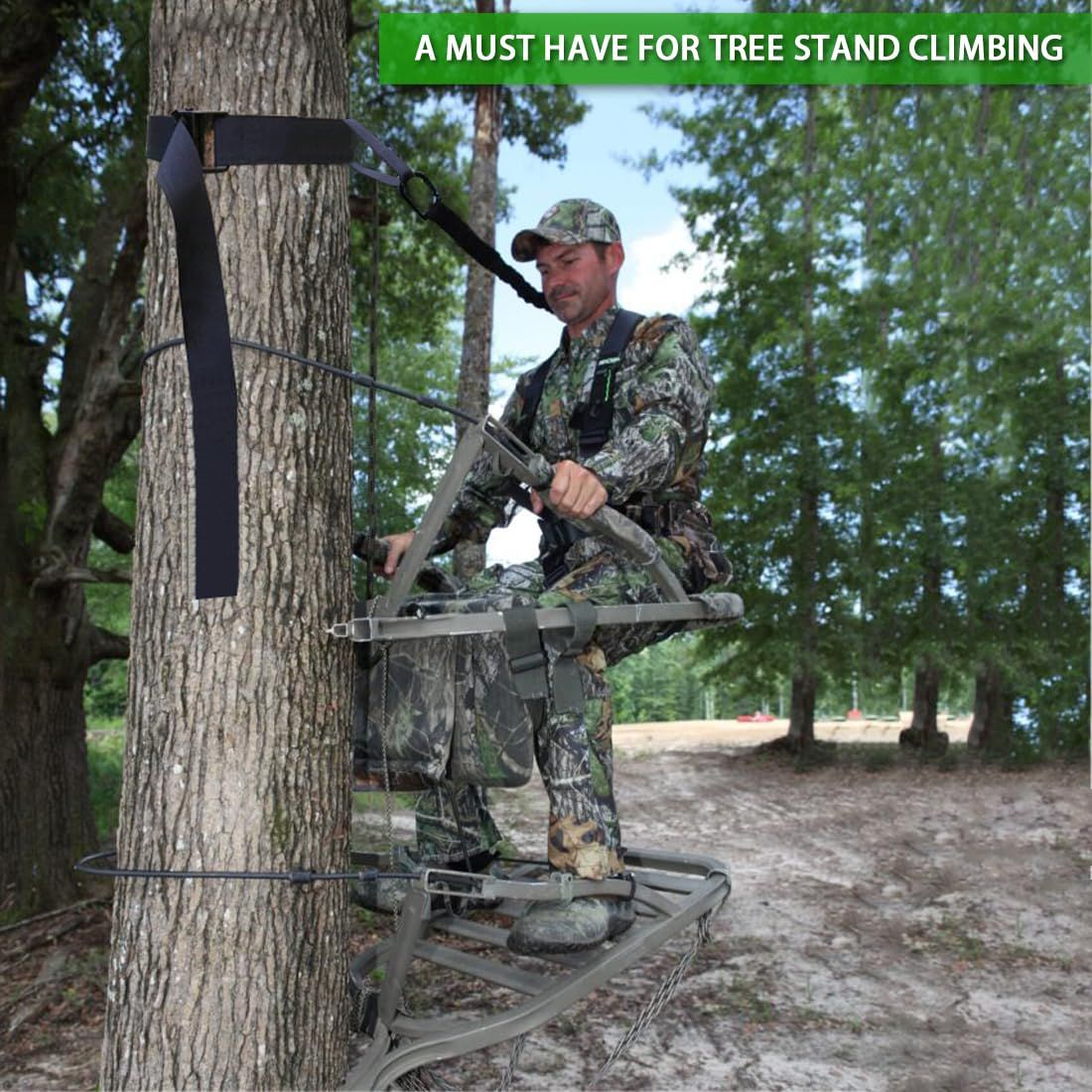 Boaton Tree Strap for Hunting, Quick and Quiet Set Up, Tree Stand Safety Strap, Tree Strap for Safety Harness