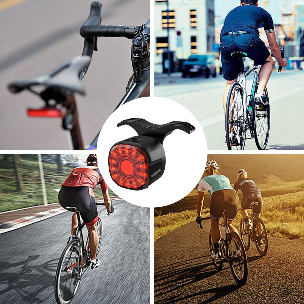 Tail Light LED, Sensing Bright Rear Light, 6 Modes Options Large Reflector Easy Release Tail Light for Various Daytime Riding