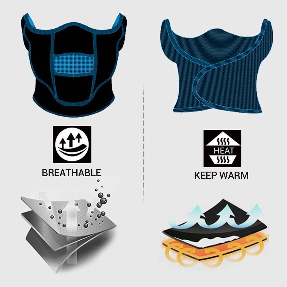 2pc Neck Gaiter Motorcycle Face Mask Half Masks Windproof Balaclava Protective Keep Warm Shield for Running Skiing Snowboarding