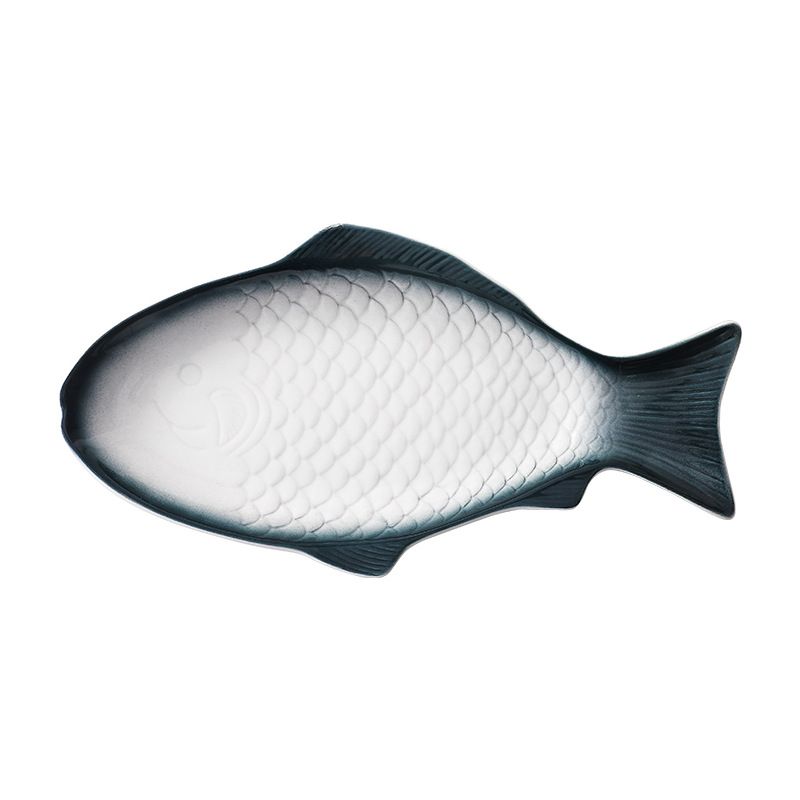 Fish Plate Ceramic Serving Platter Dish Fish Shape Textured Serving Dish Food Tray Party Platter for Fish Sushi Fruit or Cheese