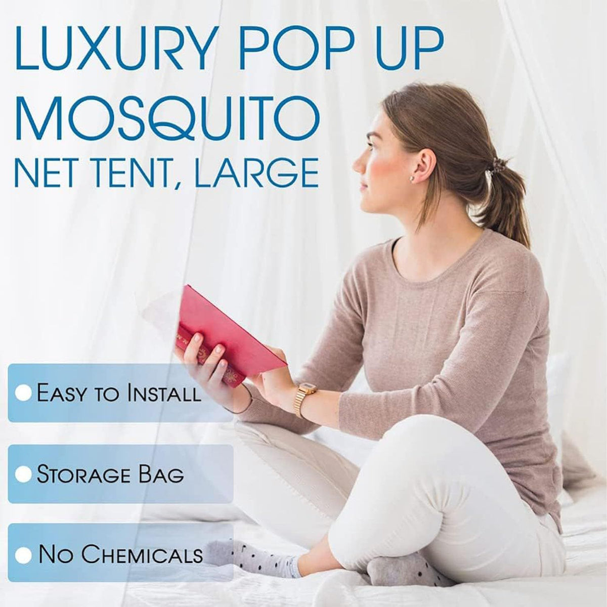 Luxury Mosquito Net Pop Up Tent, Camping - Bug Net - Canopy Outdoor, Bed Tent - Insect Screen - Ultralight, Folding Design