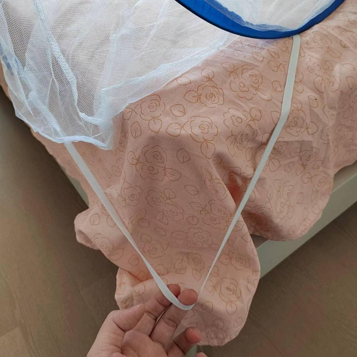 Pop Up Mosquito Net for Patio Bed Tent King Size Portable Mosquito Netting with Bottom Mesh Tent for Outside or Inside (Blue)