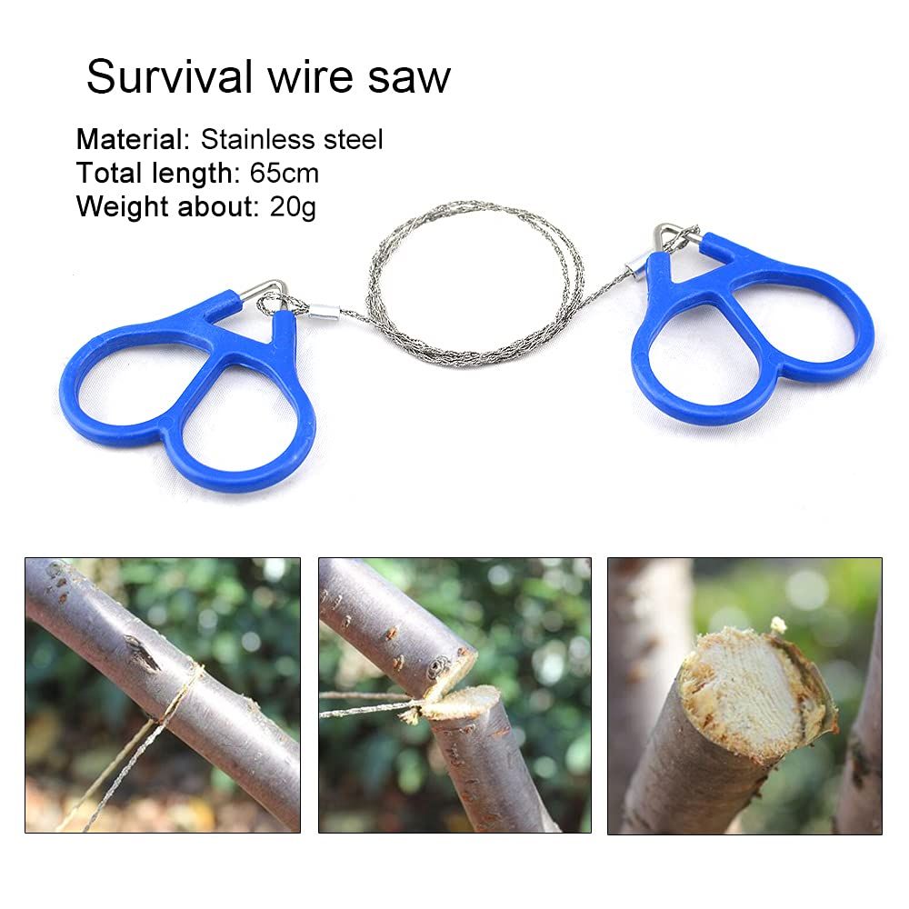 Camping Wire Saw - Stainless Steel Pocket Wire Saw Survival Gear Accessories for Outdoor Camping Hiking Hunting Tree