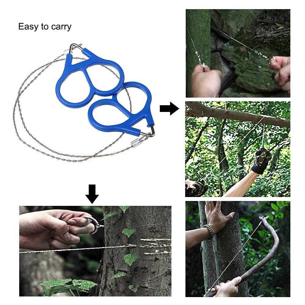 Camping Wire Saw - Stainless Steel Pocket Wire Saw Survival Gear Accessories for Outdoor Camping Hiking Hunting Tree