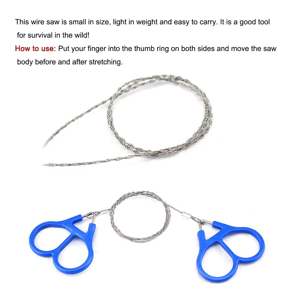 Camping Wire Saw - Stainless Steel Pocket Wire Saw Survival Gear Accessories for Outdoor Camping Hiking Hunting Tree