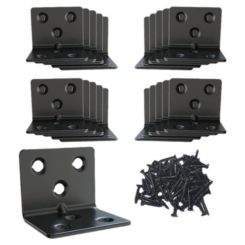 Black Stainless Steel Shelf Bracket,Joint Right Angle Bracket,L Shape Heavy Duty Metal Corner Brace Shelf Supporter for Wood 10pcs