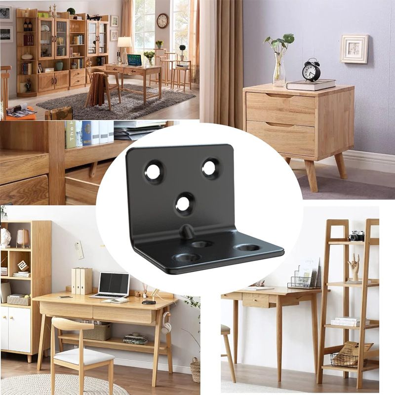 Black Stainless Steel Shelf Bracket,Joint Right Angle Bracket,L Shape Heavy Duty Metal Corner Brace Shelf Supporter for Wood 10pcs
