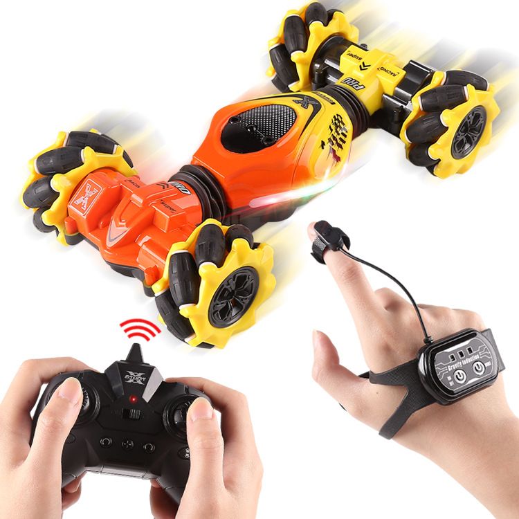 Remote Control Cars, 4WD RC Stunt Car, Double Sided Rotating Off Road Vehicle 360° Flips with Lights Music, Toy Cars for Boys