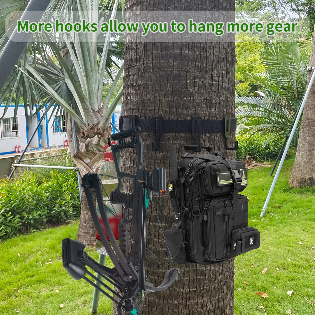 Strap Gear Hangers with Large Hooks, Lightweight Multi-Hook Accessory Holder, Outdoor Tree Stand Bow & Gear Hanger for Hunting