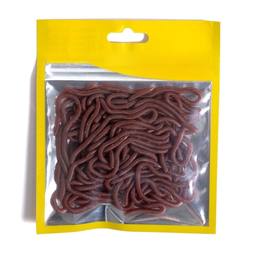 50pcs Red Worm Soft Lure Earthworm Shrimp Bass Fishing Bait
