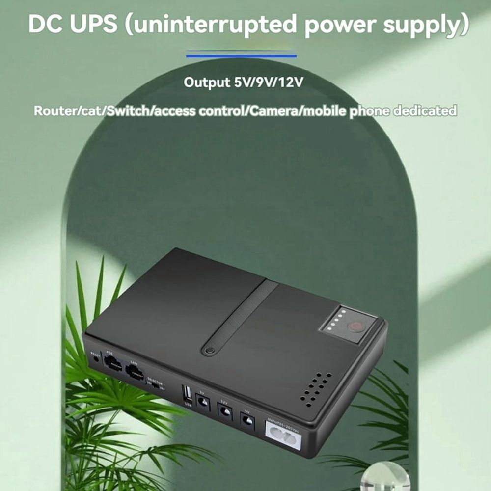 DC UPS Battery Backup Uninterruptible Power Supply 85‑265V UPS Battery Replaceable US-Plug