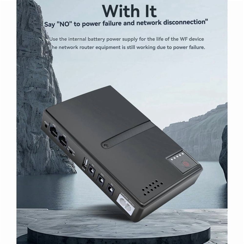 DC UPS Battery Backup Uninterruptible Power Supply 85‑265V UPS Battery Replaceable US-Plug