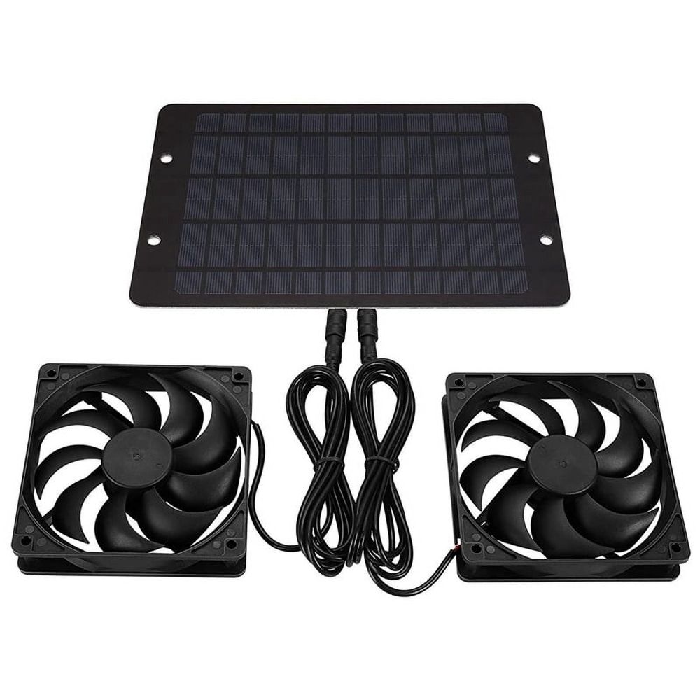 12V Solar Exhaust Fan Solar Ventilator Fan Solar Panel Powered Fan Solar Fan for Attic Dog Chicken H Black ABS