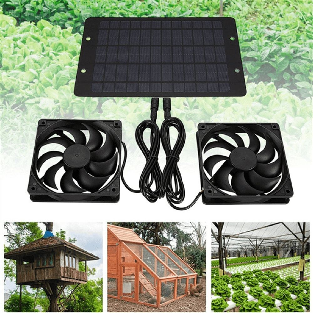 12V Solar Exhaust Fan Solar Ventilator Fan Solar Panel Powered Fan Solar Fan for Attic Dog Chicken H Black ABS
