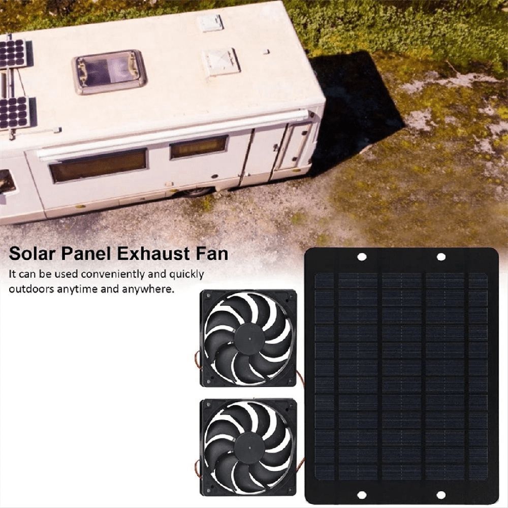 12V Solar Exhaust Fan Solar Ventilator Fan Solar Panel Powered Fan Solar Fan for Attic Dog Chicken H Black ABS