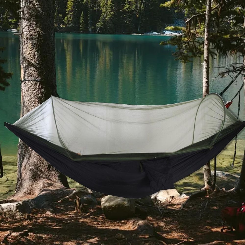 Camping Hammock with Mosquito Net and Rain Fly - Portable Double Hammock with Bug Net and Tent Tarp Heavy Duty Tree Strap, Hammock Tent for Travel Camping Backpacking Hiking Outdoor Camp