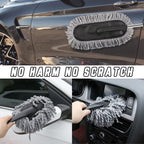 Microfiber Car Duster Cleaning and Car Dash Brush Supplies for Dashboard Exterior Dust Interior Cleaner with Long Retractable Handle