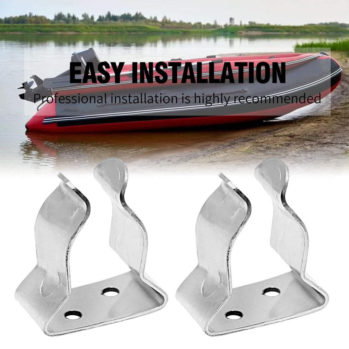 2Pcs Stainless Steel Boat Hook Spring Clamp Holder Spring Clip Silver Bracket Clip for for Boat Hook, Boat Pole, Fishing Rod