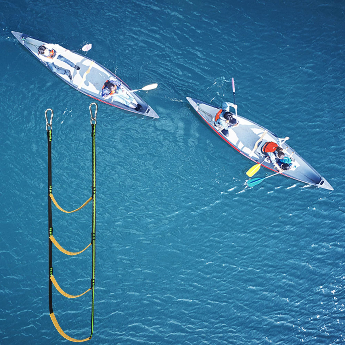 4 Step Boat Rope Ladder，Boat Rope Ladder Extension,Assist Boat Folding Ladder,Swim Ladder for Sailboat,Kayak, Canoeing (4 Steps)