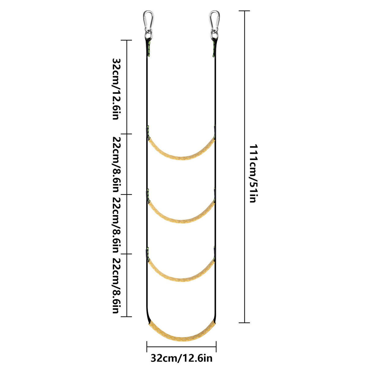 4 Step Boat Rope Ladder，Boat Rope Ladder Extension,Assist Boat Folding Ladder,Swim Ladder for Sailboat,Kayak, Canoeing (4 Steps)