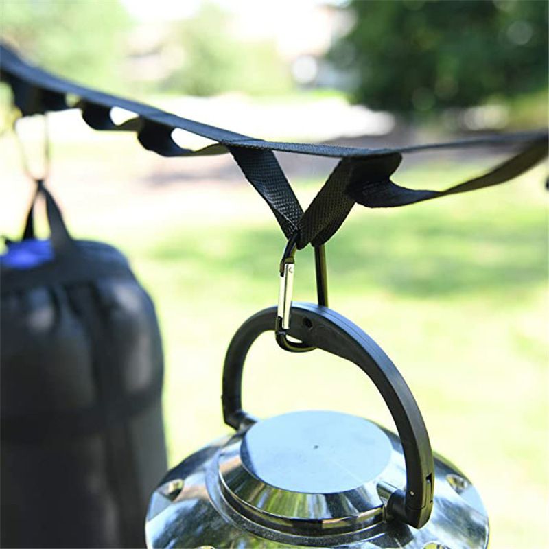 20FT Campsite Storage Strap with 19 PCS Buckles, Portable Hanging Rope for Camping, Hiking, Outdoor Tent Accessories